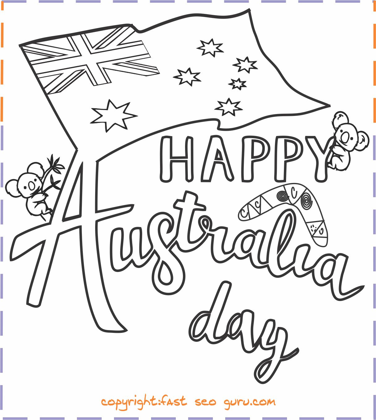 happy australia day colouring card